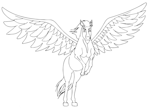 Pegasus Is Taking Off Coloring Page